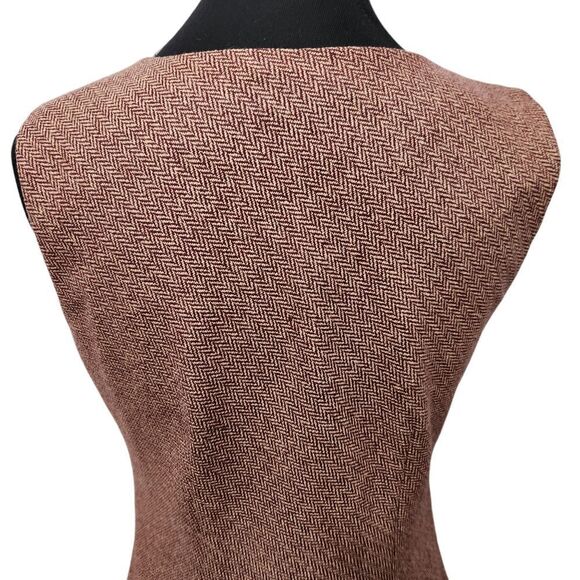 Ann Taylor LOFT Dress Size 2 Herringbone Jumper Sleeveless Wine Cream Lined - Picture 5 of 10